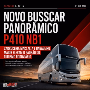 Novo Busscar Panorâmico P410 NB1 para turismo e fretamento com mais espaço interno e bagageiro ampliado