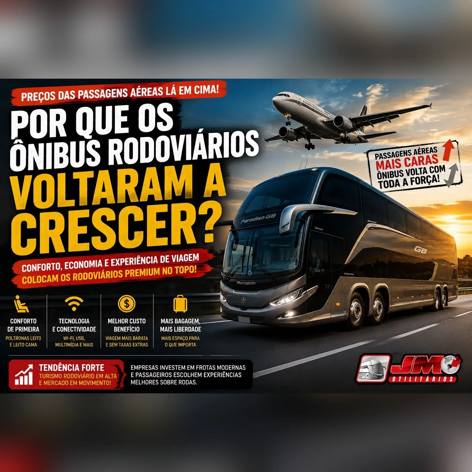Ônibus rodoviário premium moderno utilizado em viagens interestaduais no Brasil