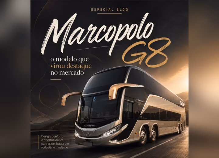 Marcopolo G8 Paradiso 1800 DD representando a nova geração de ônibus rodoviários da Marcopolo.